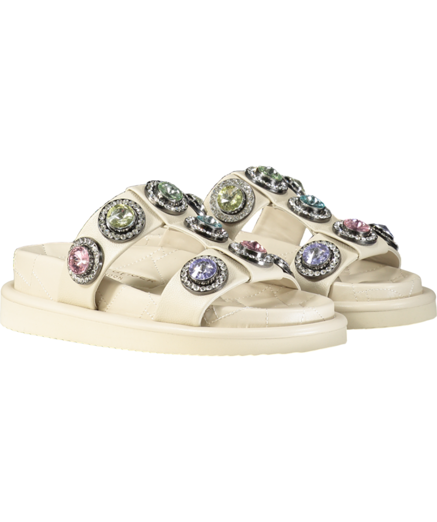 Kurt Geiger Cream Orson Crystal Sandals UK 4 EU 37 👠