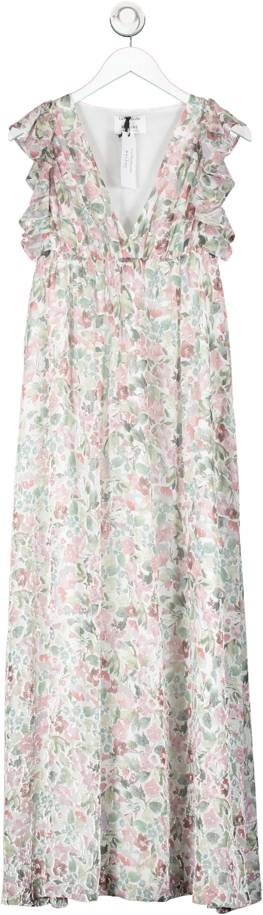 La Redoute Multicoloured Floral Print Sleeveless Maxi Dress With Plunge Neck And Ruffles UK M