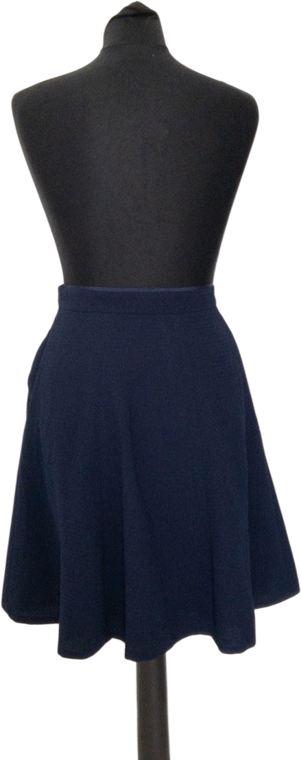 REISS Navy Blue Textured Hannah Flippy Mini Skirt With Pockets UK 6