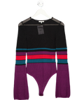 Ronny Kobo Black Long Sleeve Stripe Bodysuit UK S