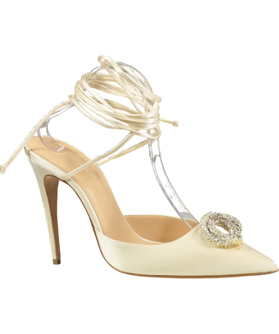 Magda Butrym Cream Crystal Embellished Satin Pumps UK 7 EU 40 👠