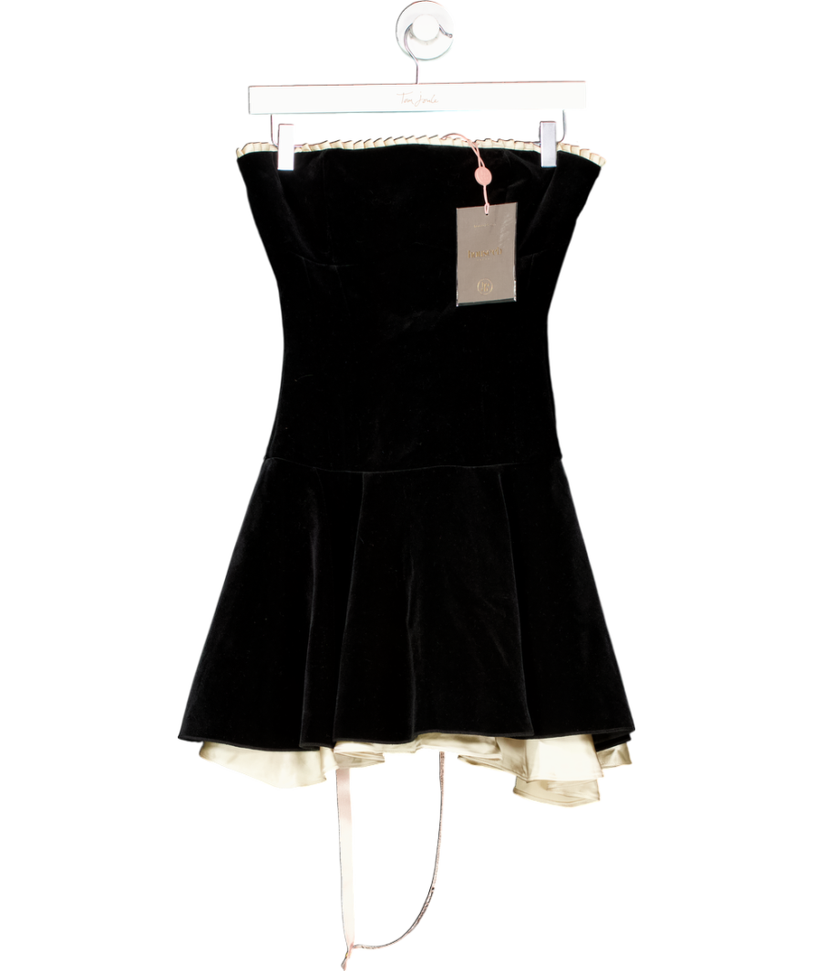 House of CB Marilla Black Velvet Strapless Dress Plus UK XS