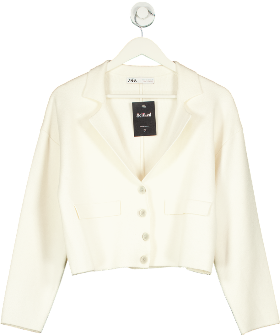 ZARA Cream Knit Button Up Jacket UK M