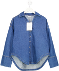 Lounge Apparel Blue Oversized Curved Hem Denim Shirt UK 10