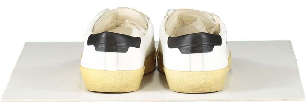 Saint Laurent White Court Classic Logo-embroidered Leather Trainers UK 2 EU 35 👠