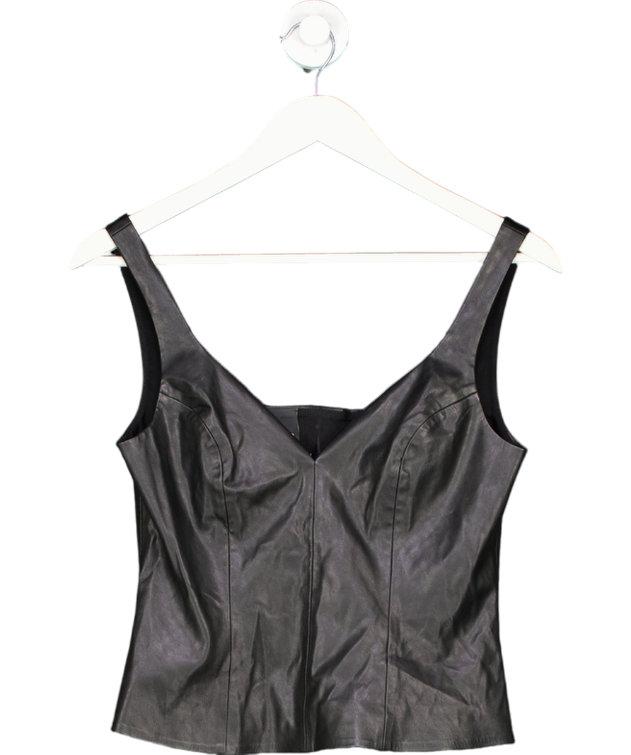 Pinko Black Faux Leather Sweetheart Top UK S