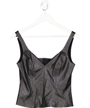 Pinko Black Faux Leather Sweetheart Top UK S