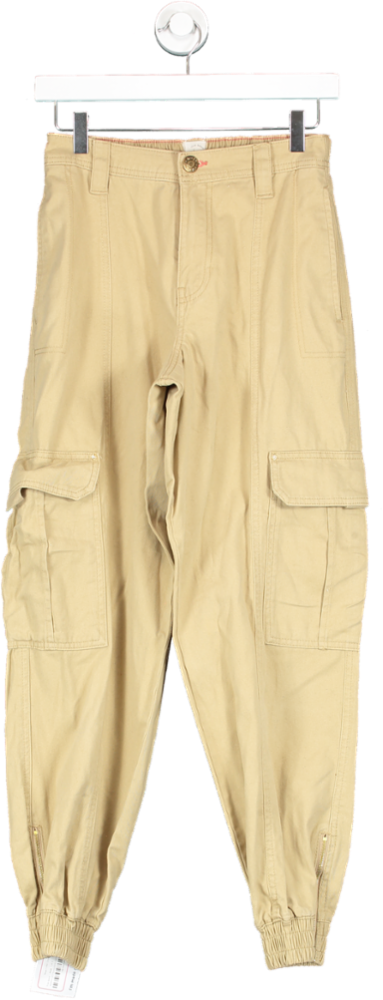 River Island Beige Cuffed Cargo Trousers UK 6