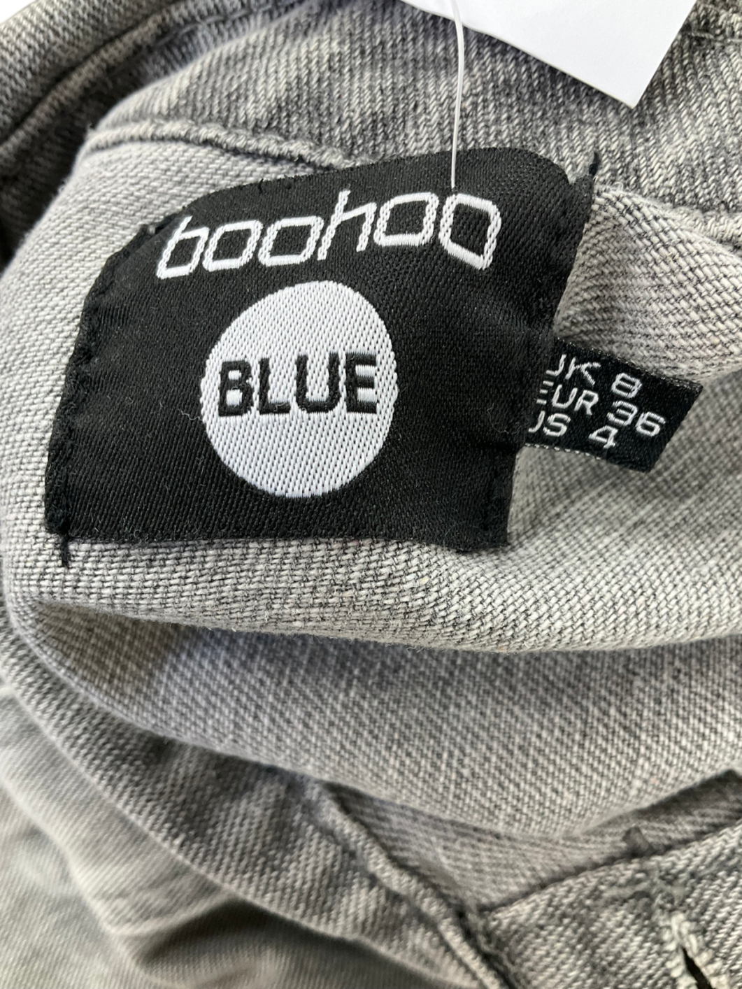 boohoo Washed Grey Crop Denim Jacket UK 8