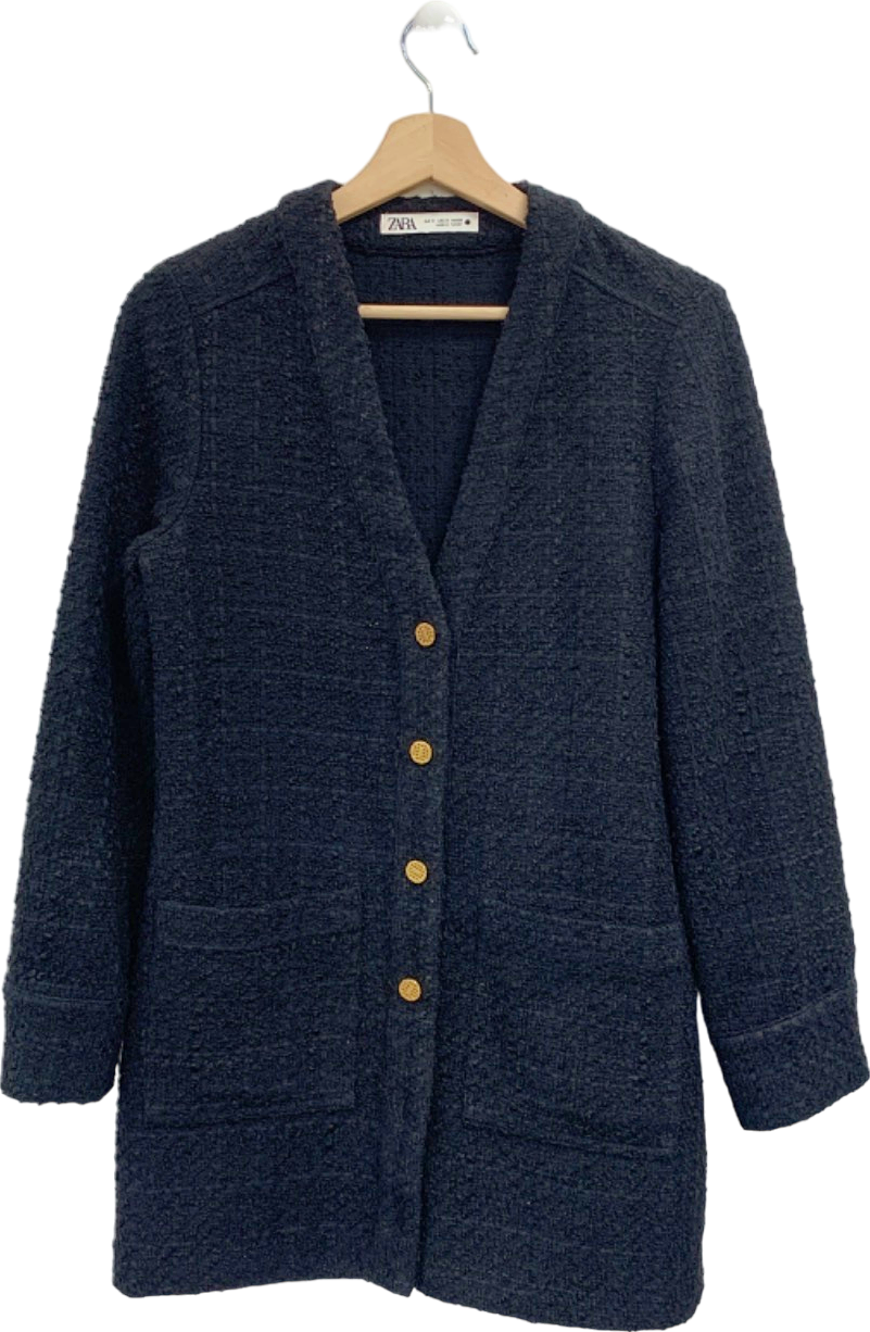 Zara Black Textured Knit Cardigan UK S