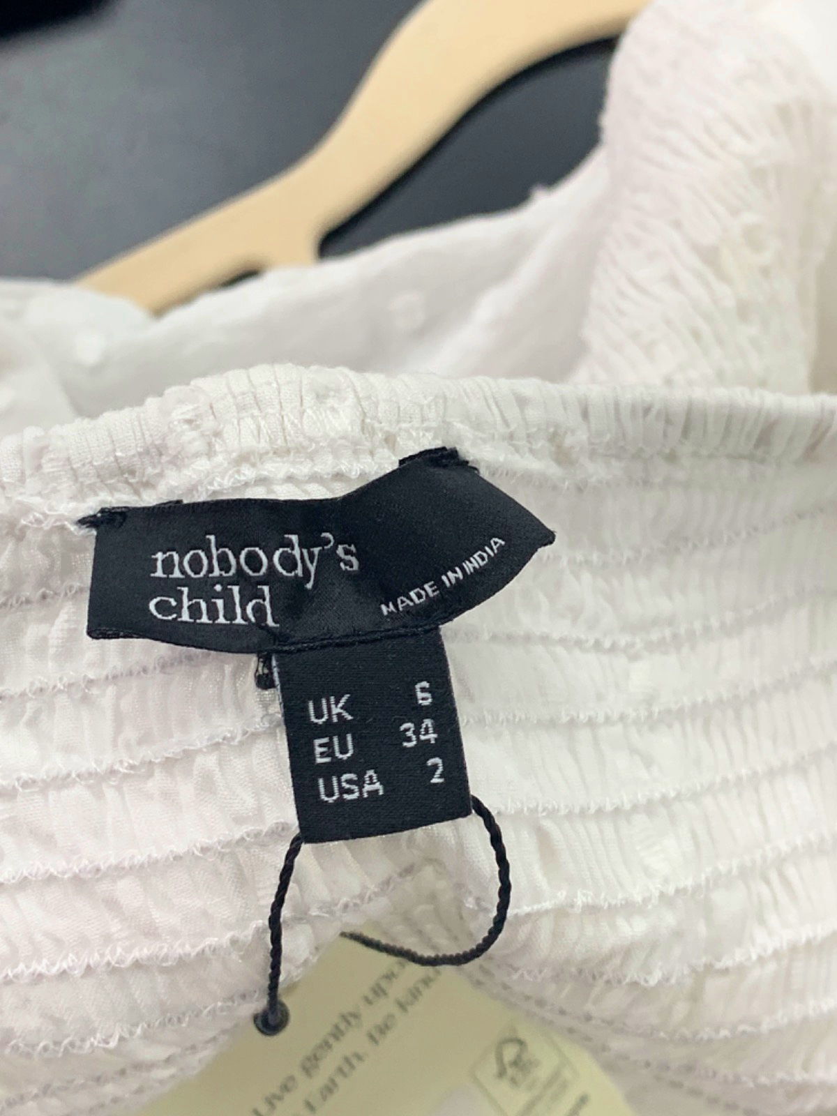 Nobody's Child White Ruched Top UK 6