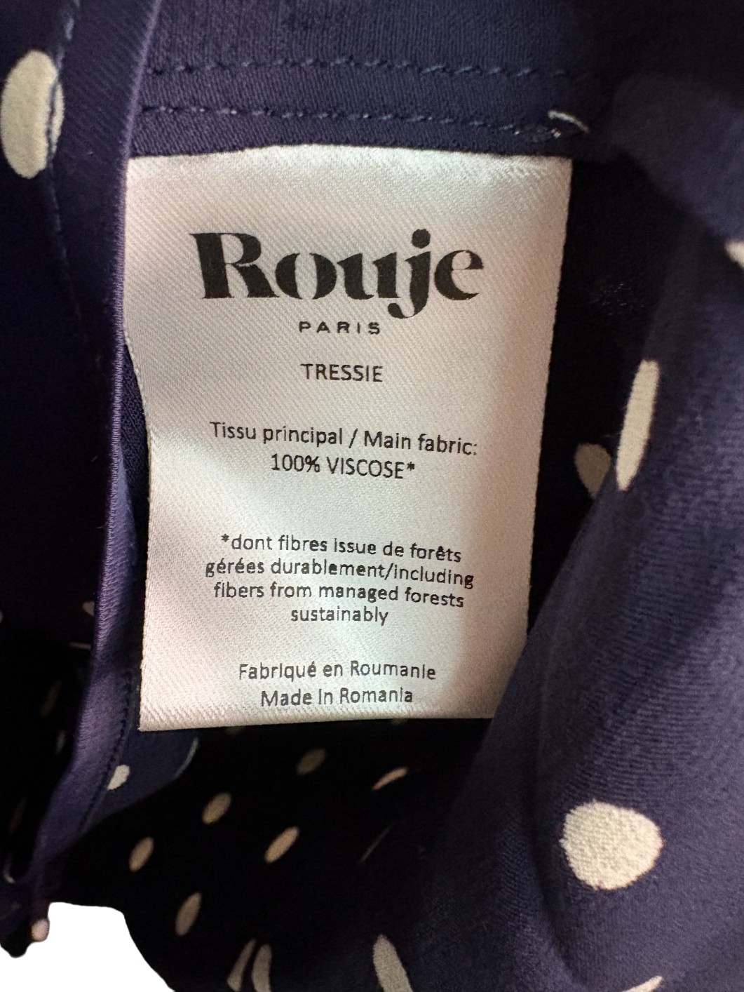 Rouje Paris Blue polka dot Tressie Long Sleeve Wrap Blouse UK 10