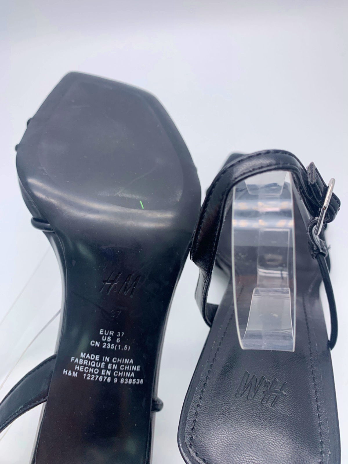 H&M Black Strappy Block Heel Sandals EU 37 UK 4