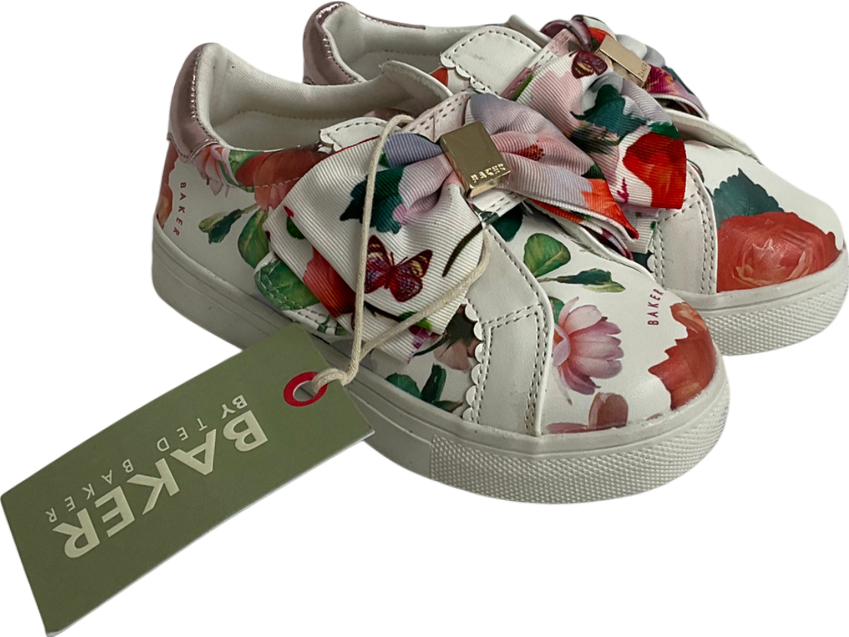 Ted Baker Multicoloured White Floral Bow Trainers UK 7 EU 24 👼