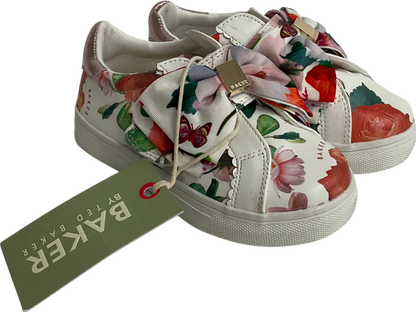 Ted Baker Multicoloured White Floral Bow Trainers UK 7 EU 24 👼