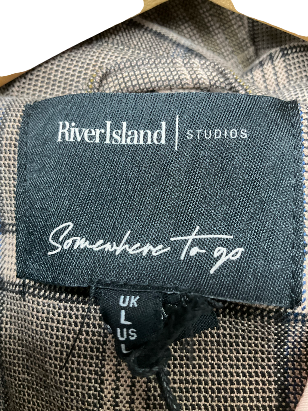 River Island Brown Check Belted Trench Coat UK L