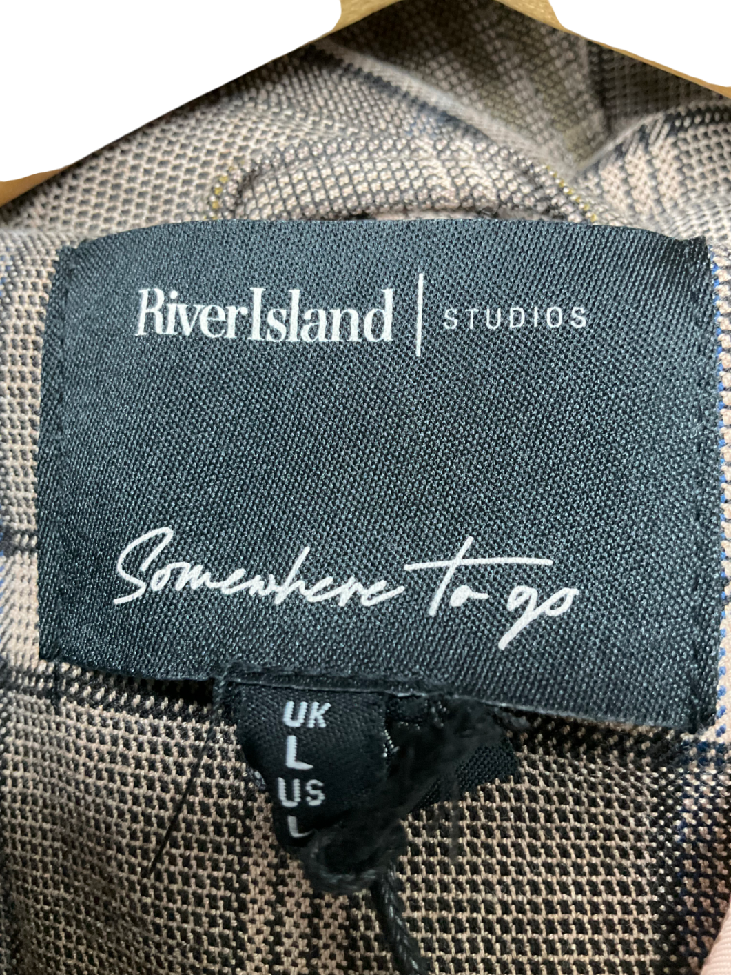 River Island Brown Check Belted Trench Coat UK L