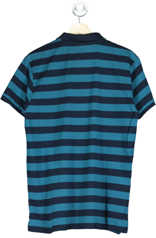 Paul & Shark Navy Blue-Teal Striped Yachting Polo UK XL