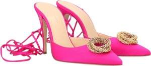 MAGDA BUTRYM Fuchsia Pink / Gold Crystal-embellished Satin High Heel Pumps UK 3 EU 36