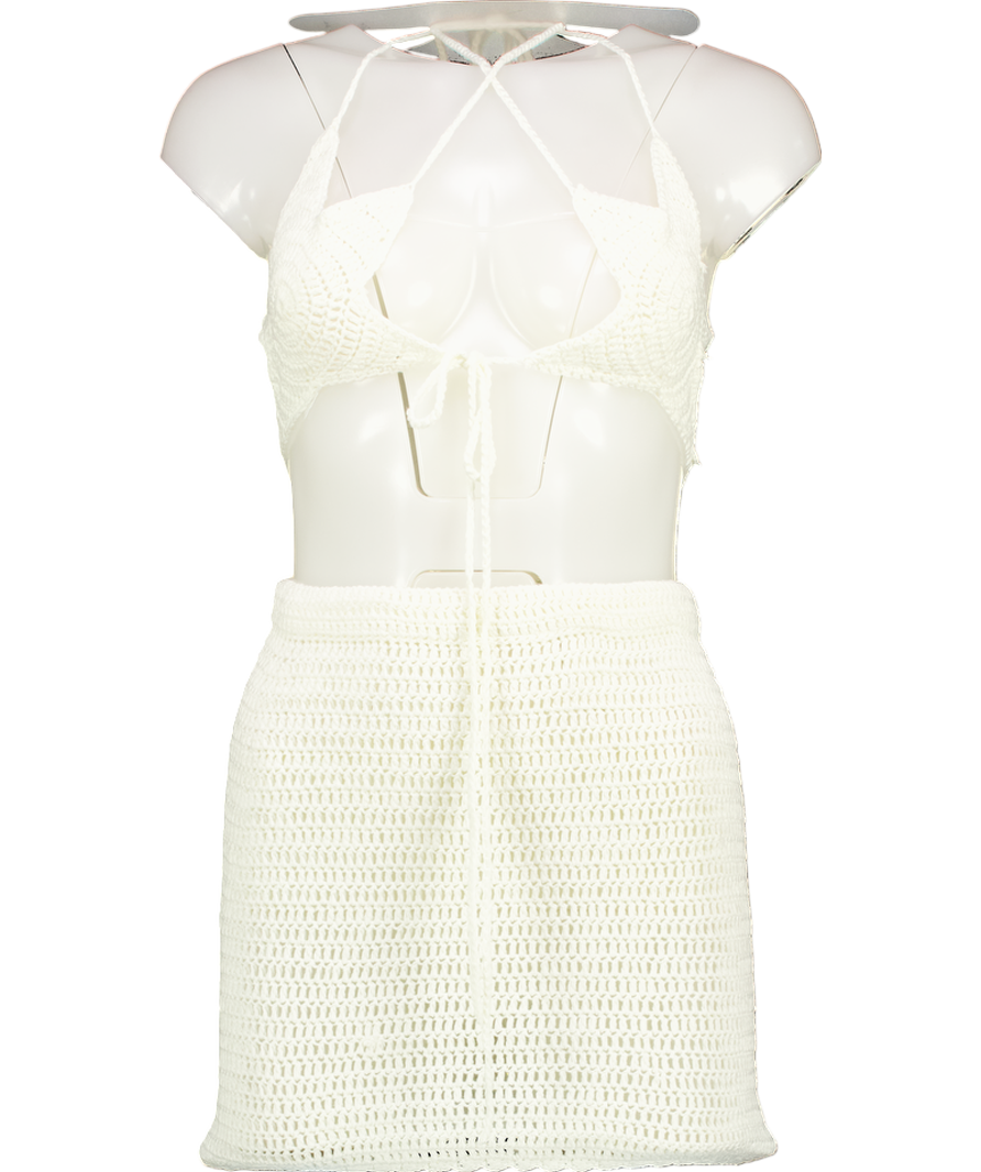Superdown Cream Crochet Top And Skirt Co-ord UK S