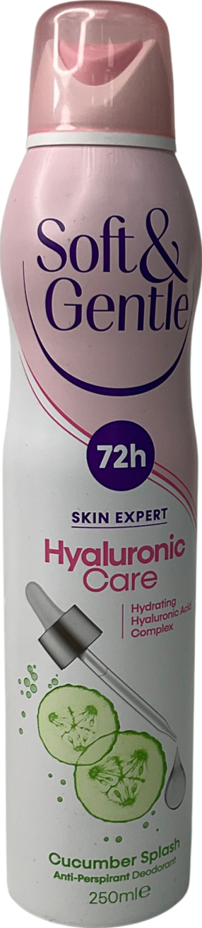 soft gentle Hyaluronic Care 72hr Rose Water Anti-perspirant Spray 250ml