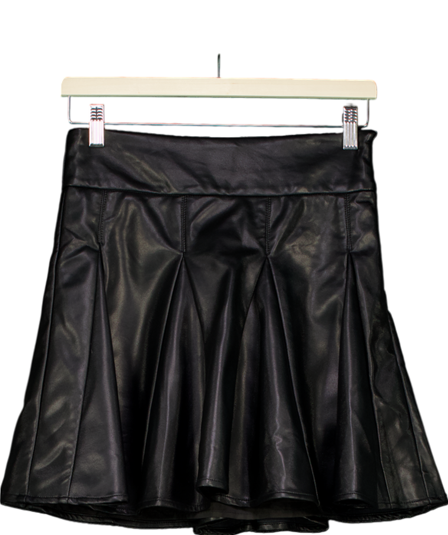 Karen Millen Black Faux Leather Flippy Mini Skirt UK 8