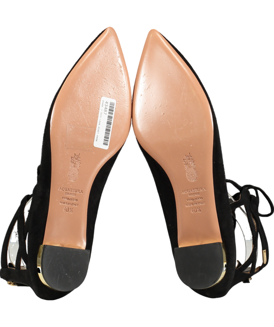 Aquazurra Black Suede Christy Flats UK 7.5 EU 40.5 👠