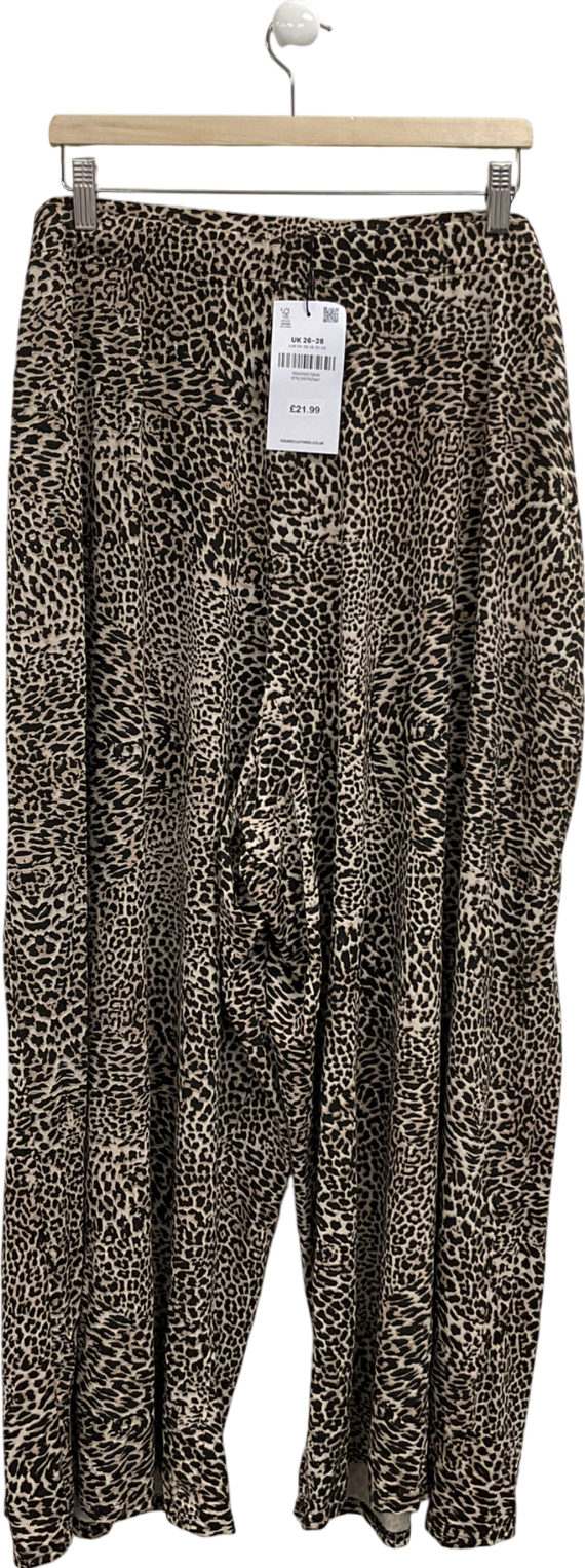 Limited Collection Brown Leopard Print Plus Size Trousers UK 28
