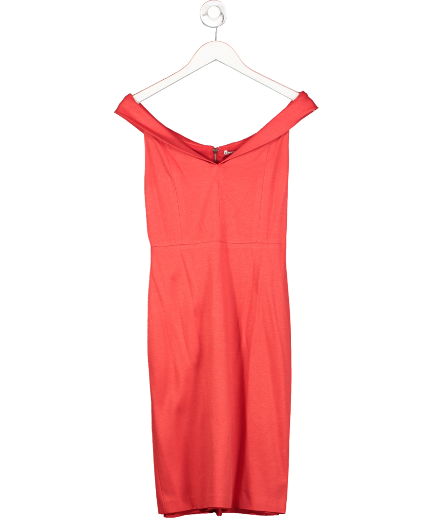 Alice + Olivia Red Poppy Off Shoulder Midi Dress UK 8