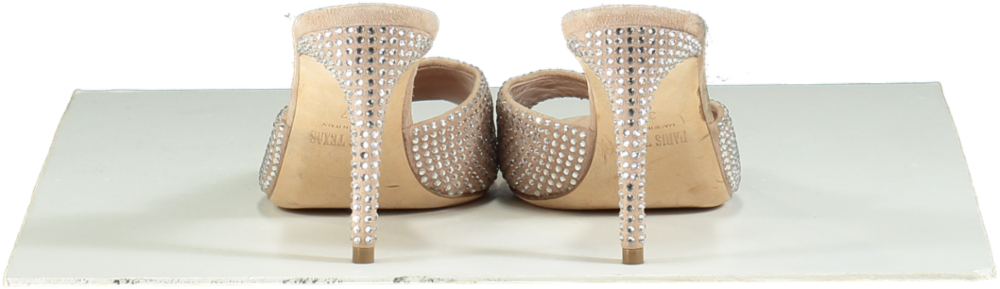 Paris Texas Beige Holly Crystal-Embellished Suede Mules EU 37 UK 4