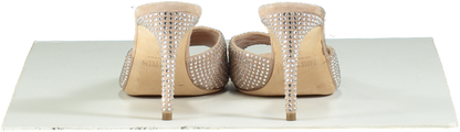 Paris Texas Beige Holly Crystal-Embellished Suede Mules EU 37 UK 4