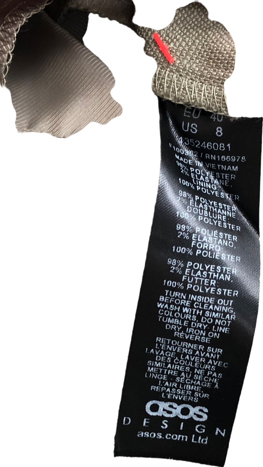 ASOS Grey Textured A Line Tailored Short In Khaki UK 12