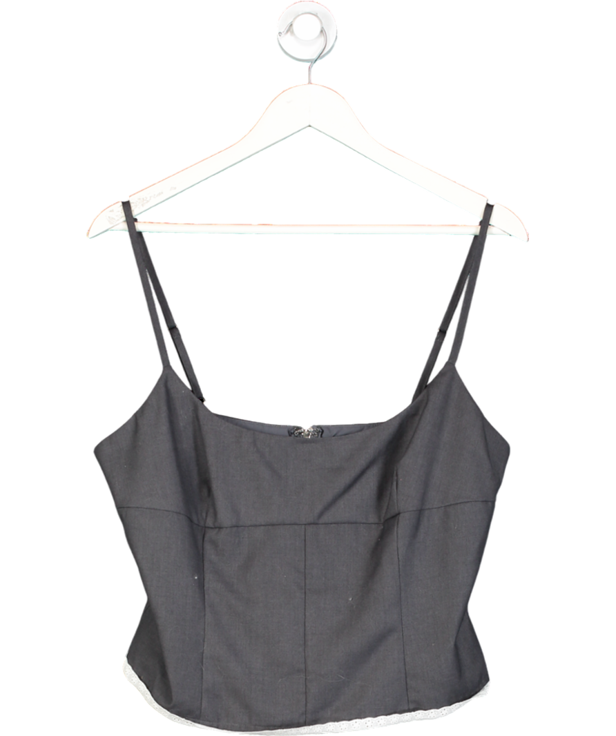 White Fox Grey Strappy Top With Flower Lace Detailing UK XL