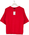 Nobody's Child Red Fluffy Alpaca And Wool Blend Oversized Short Sleeve Jumper UK S
