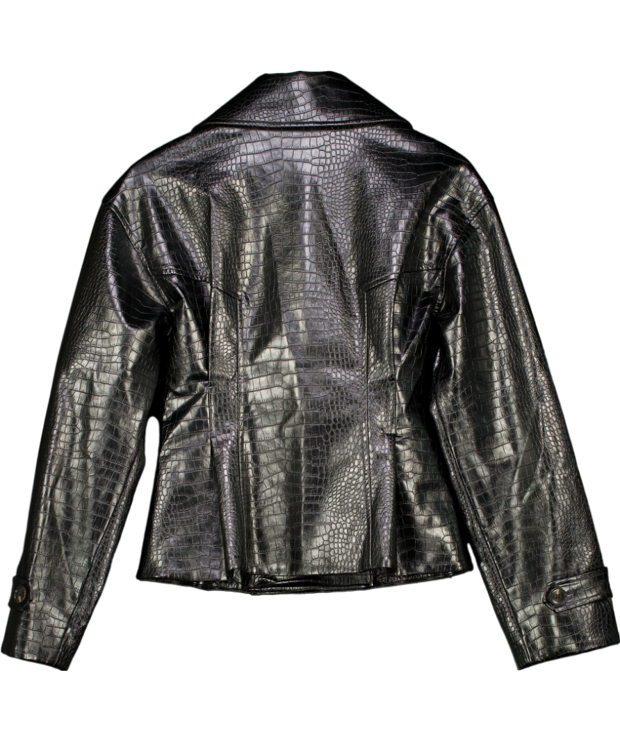 House of Harlow 1960 Women's Black X Revolve Theo Faux Croc Jacket UK S