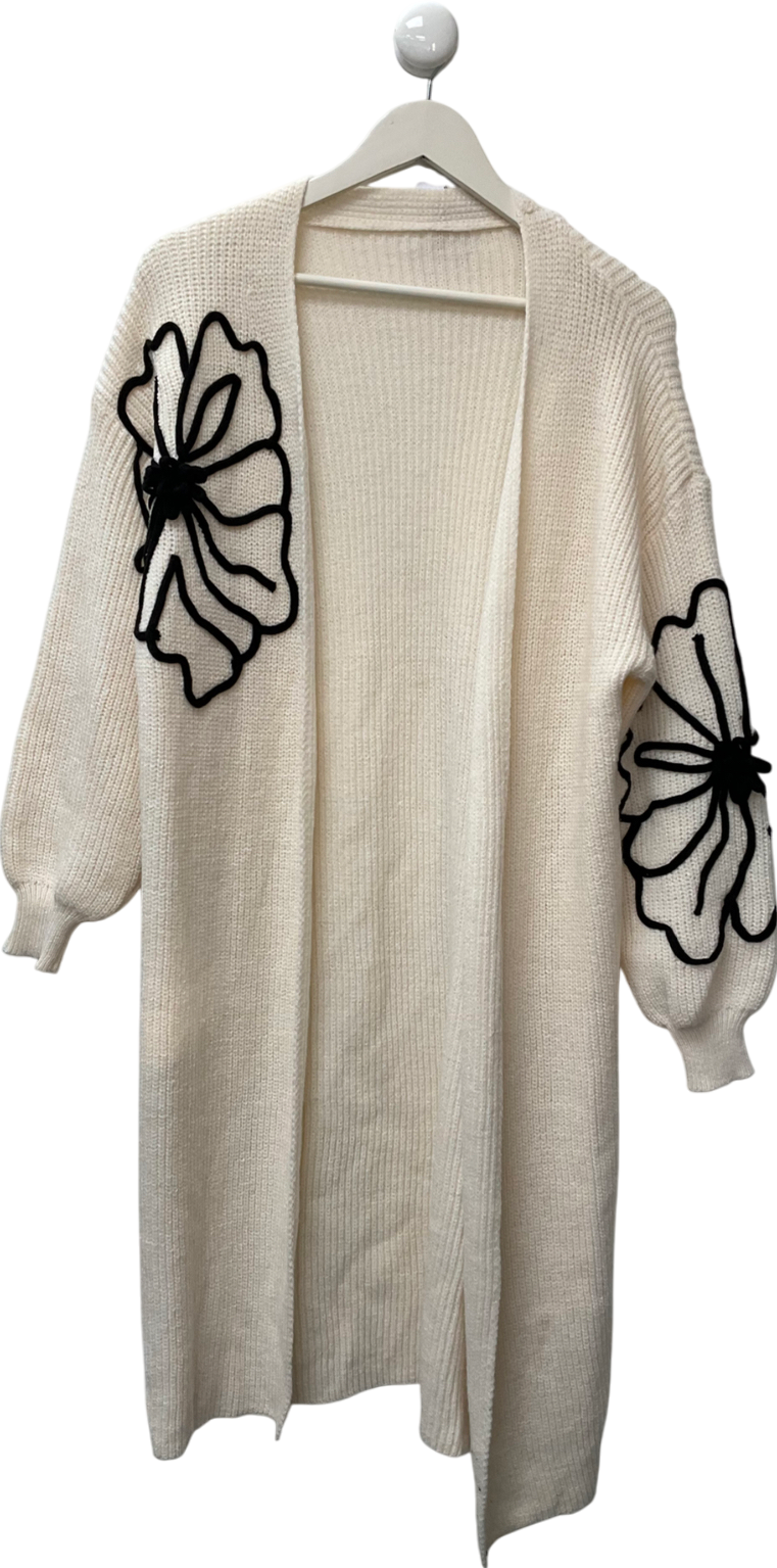 Cupshe White Ivory Floral Long Sleeve Duster UK M