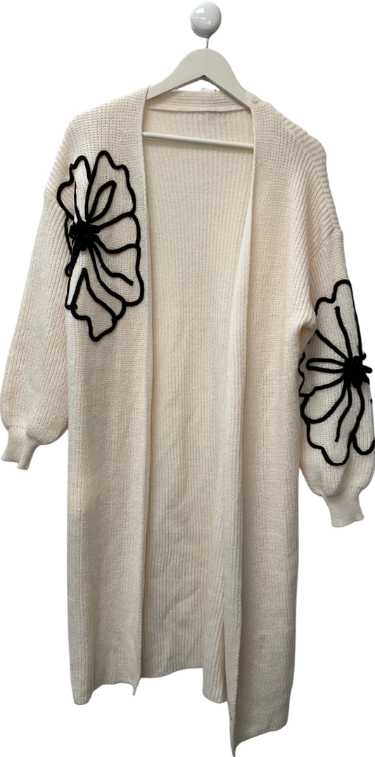 Cupshe White Ivory Floral Long Sleeve Duster UK M