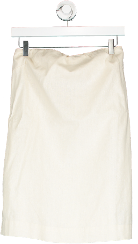 Free People Cream Strapless Linen Mini Dress UK XS