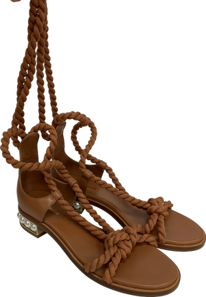 vero cuoio Brown Rope Tie Leather Sandal UK 3 EU 36