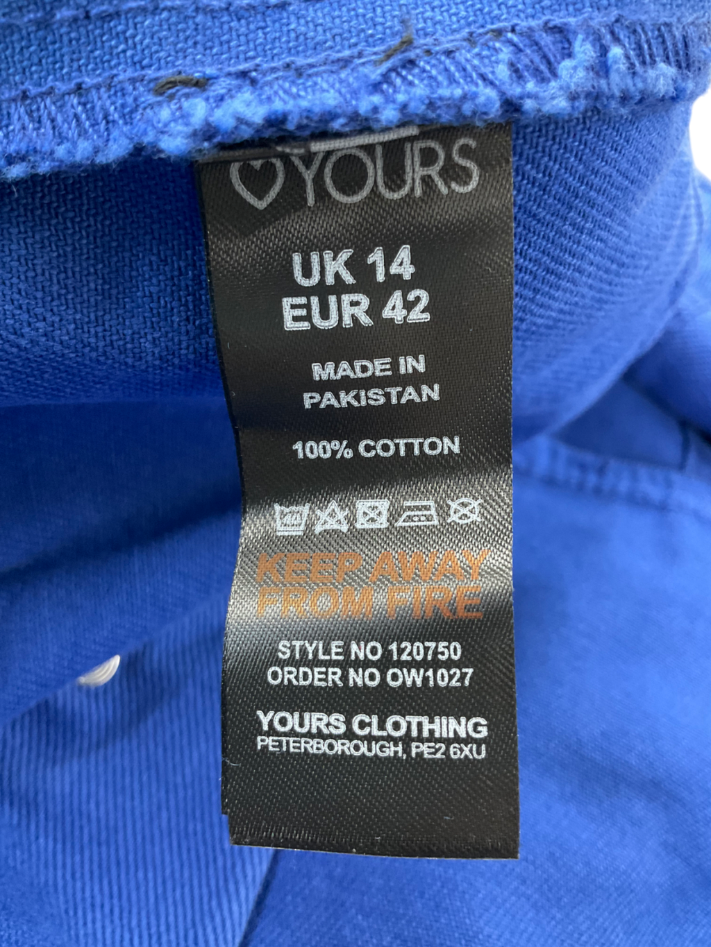 Yours Blue Cobalt Denim Jacket UK 14