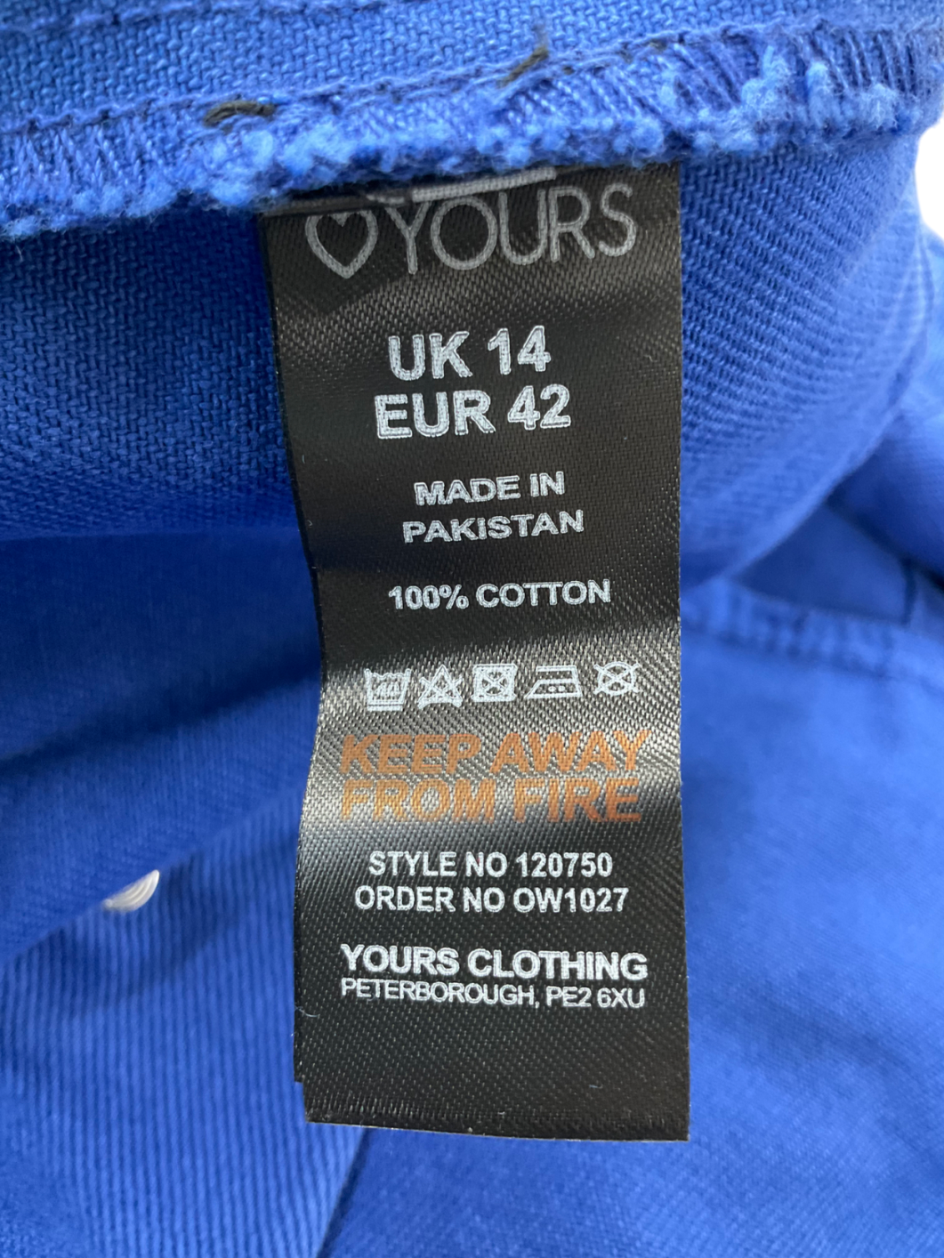 Yours Blue Cobalt Denim Jacket UK 14