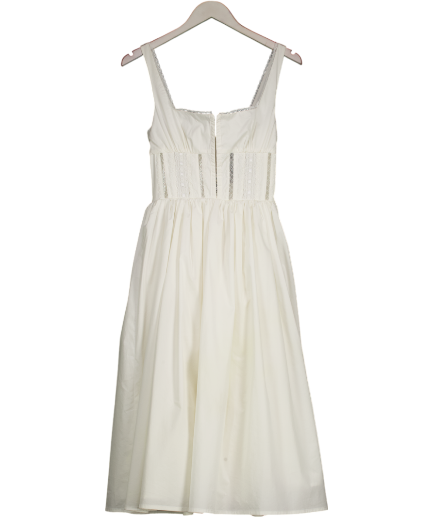 House of CB Perle White Lace Trim Midi Dress UK S
