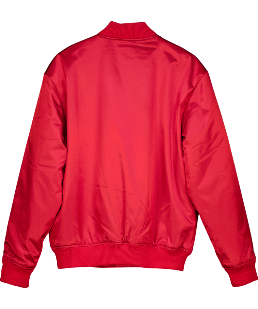 MITCHELL & NESS Red Satin Bomber Jacket UK L