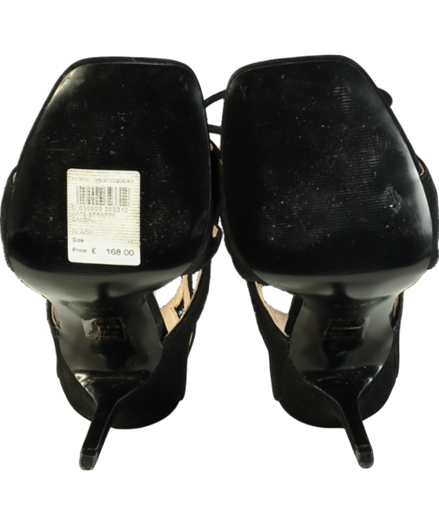 REISS Black Kate Leather Strappy High Heel Sandals UK 8 EU 41 👠