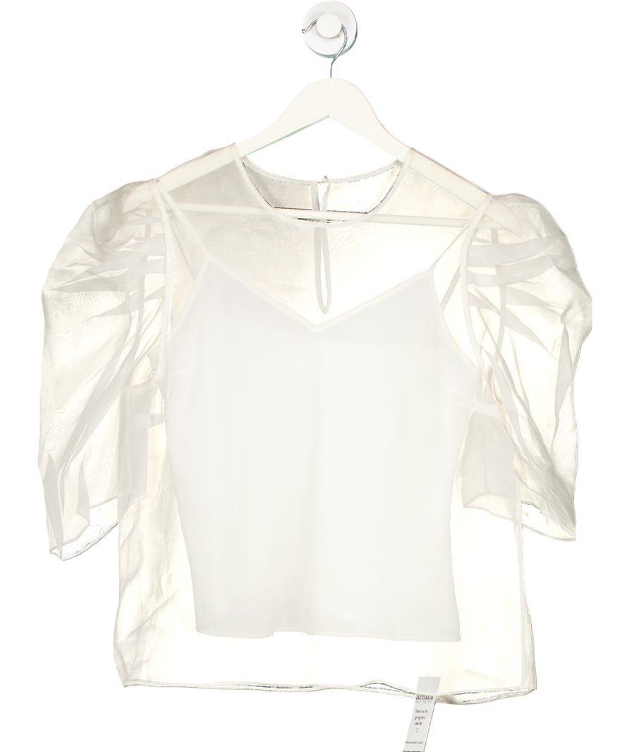 Cinq a Sept Cream Silk Sheer Layer Top UK S