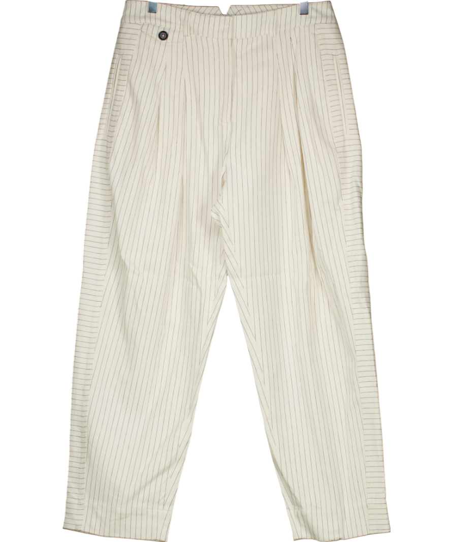 ME+EM Cream Pinstripe Barrel Trousers UK 12