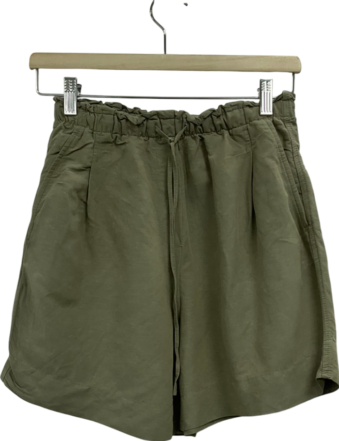 H&M Green Linen-blend Shorts UK XS