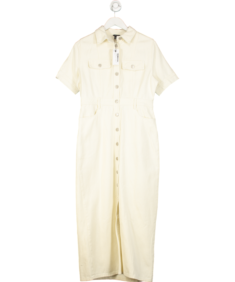 Karen Millen Cream Denim Maxi Shirt Dress UK 10