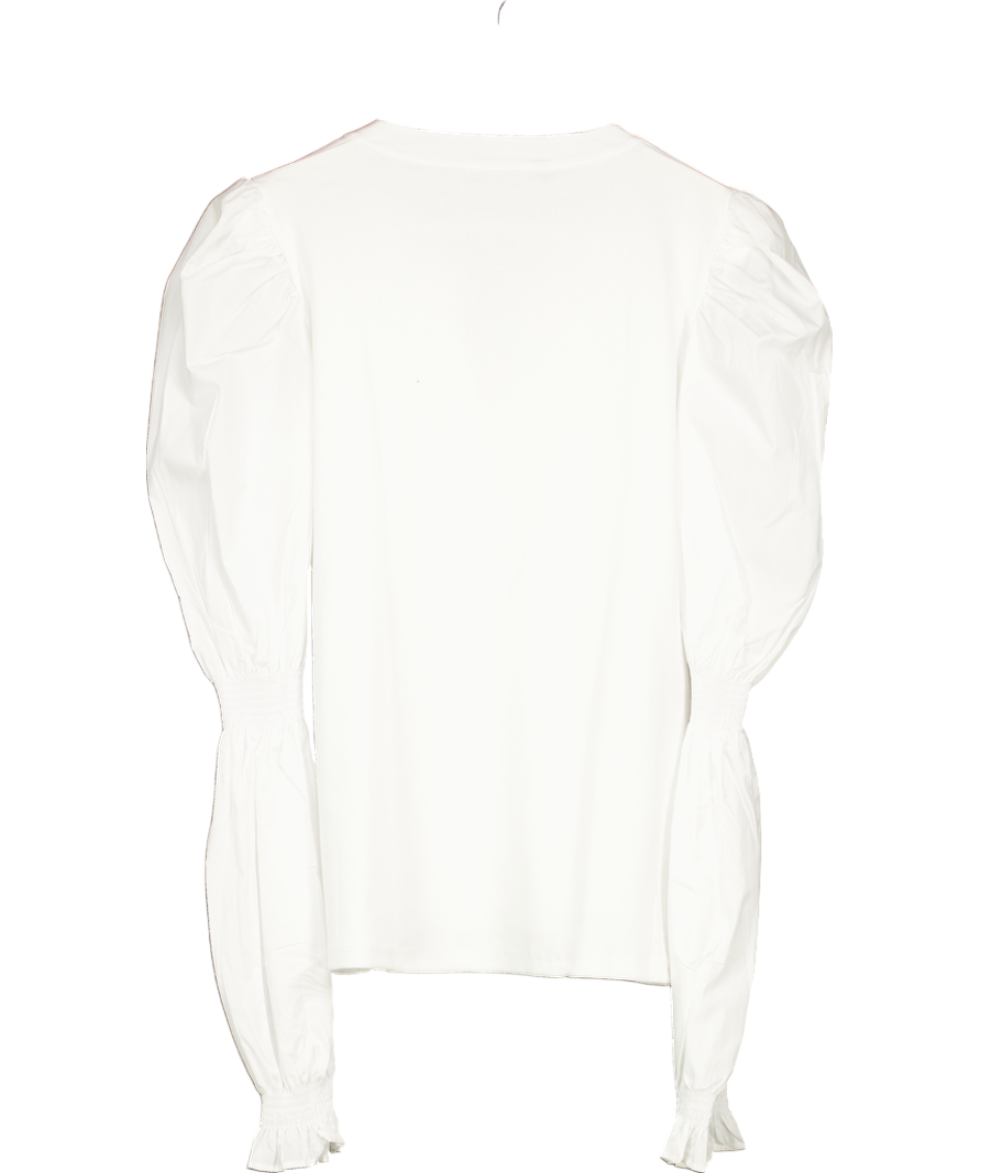 Veronica Beard White Effy Puff Sleeve Top UK XL