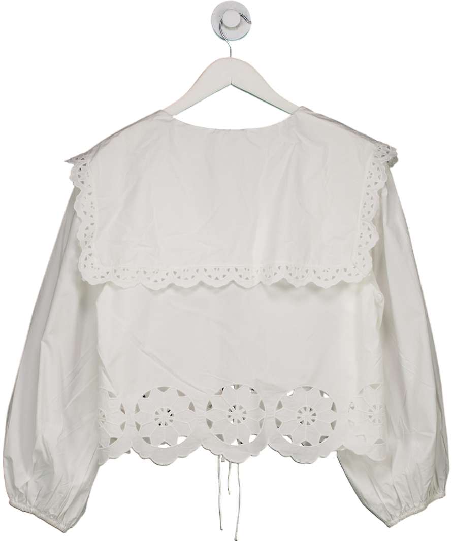 Rhode White Giulio Oversized Collar Top UK M
